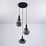 3-light pendant light Mala - smoked glass and black