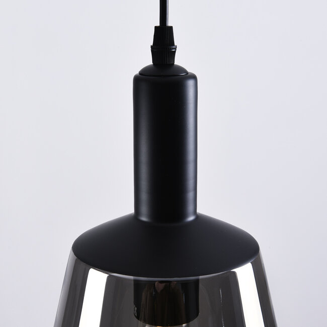 3-light pendant light Mala - smoked glass and black
