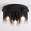 Black Lyo ceiling lamp in smoked glass with gradient, 3-light
