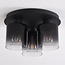 Black Lyo ceiling lamp in smoked glass with gradient, 3-light