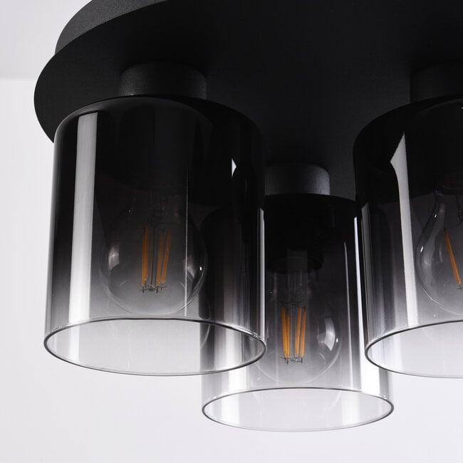 3-light ceiling light Lyo - smoked glass with gradient affect in black