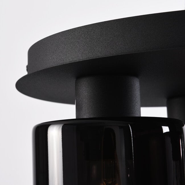 3-light ceiling light Lyo - smoked glass with gradient affect in black