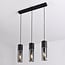 3-light pendant light Esila - elongated smoked glass and black