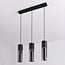 3-light pendant light Esila - elongated smoked glass and black