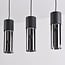3-light pendant light Esila - elongated smoked glass and black
