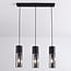 3-light pendant light Esila - elongated smoked glass and black