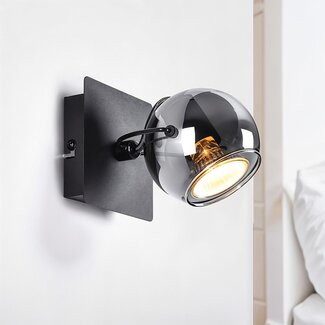 Adjustable wall spotlight Jace - smoked glass and black