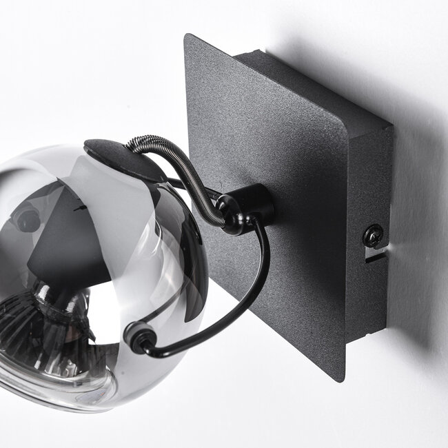 Adjustable wall spotlight Jace - smoked glass and black