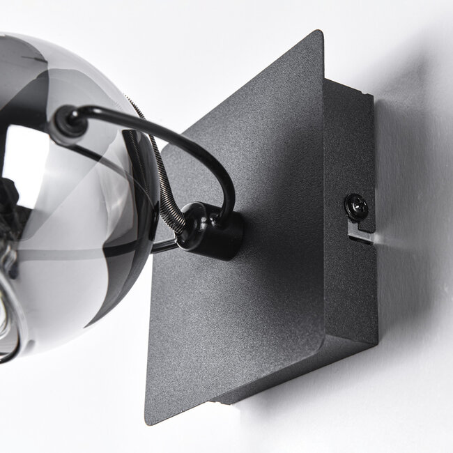 Adjustable wall spotlight Jace - smoked glass and black