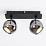2-light ceiling spotlight Jari - smoked glass and black