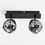 2-light ceiling spotlight Jari - smoked glass and black