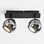 2-light ceiling spotlight Jari - smoked glass and black
