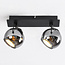 Modern ceiling lamp with smoked glass and 2 spotlights, black - Jari