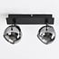 2-light ceiling spotlight Jari - smoked glass and black