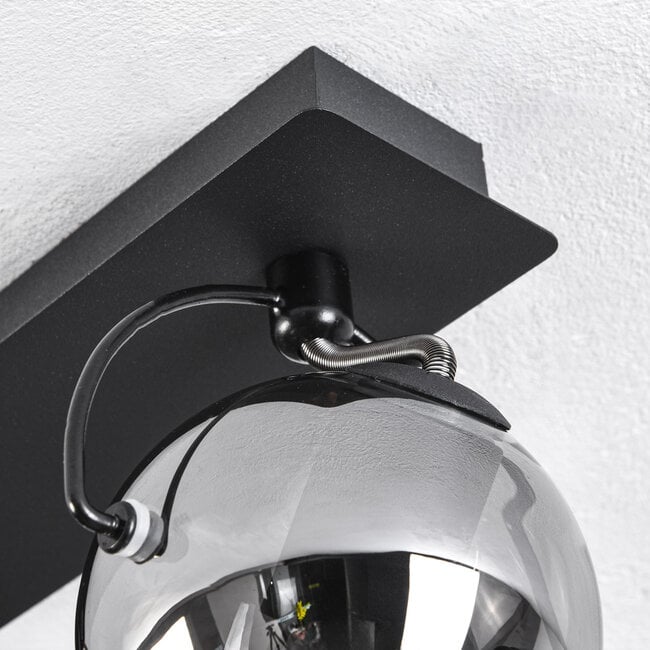 2-light ceiling spotlight Jari - smoked glass and black