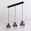 Industrial pendant light Hira - black with woven rattan