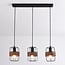 Industrial pendant light Hira - black with woven rattan