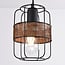 Industrial pendant light Hira - black with woven rattan