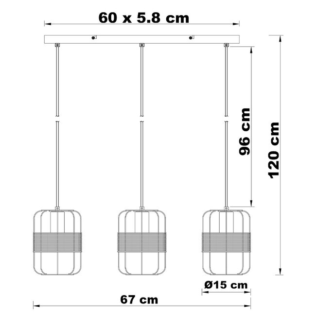 Industrial Black rattan pendant lamp - Hira