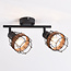 Harun ceiling lamp in rattan and black metal, 2-light