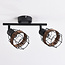 Harun 2-light ceiling light in rattan and black metal