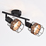 Harun 2-light ceiling light in rattan and black metal