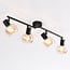 4-light ceiling light Pela - amber glass and black with adjustable spotlights