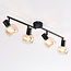 Black ceiling lamp in amber glass with 4 spotlights - Pela