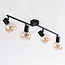 Black ceiling lamp in amber glass with 4 spotlights - Pela