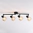 4-light ceiling light Pela - amber glass and black with adjustable spotlights