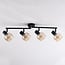 4-light ceiling light Pela - amber glass and black with adjustable spotlights