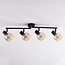Black ceiling lamp in amber glass with 4 spotlights - Pela