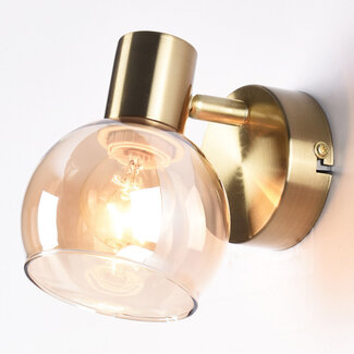 Wall spotlights in brass gold with amber glass - Pilou