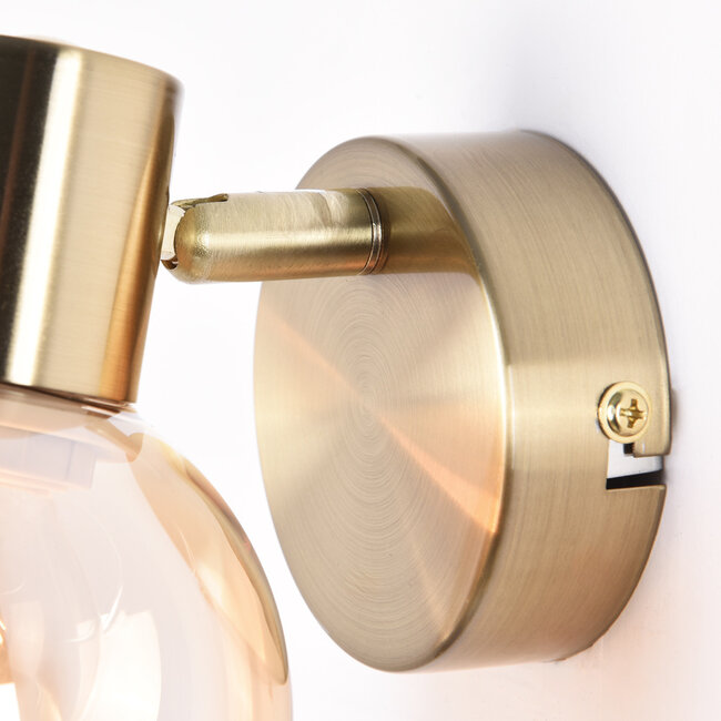 Wall spotlights in brass gold with amber glass - Pilou