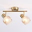 2-light ceiling spotlight Phiene - amber glass and brass gold