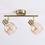 2-light ceiling spotlight Phiene - amber glass and brass gold