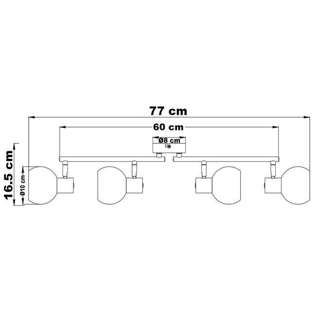 4-light swivel ceiling lamp Pela with Amber glass