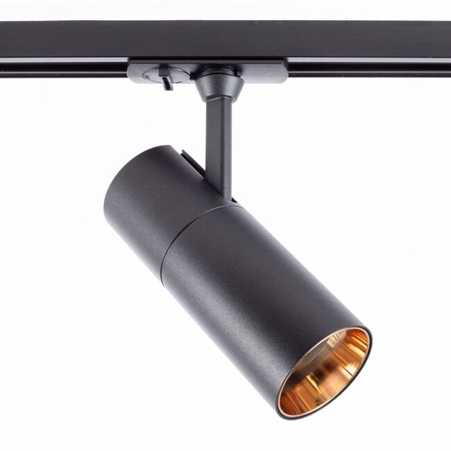 Modern 1-phase track lighting system, 1.5 metres, with Liam spotlights with gold detailing
