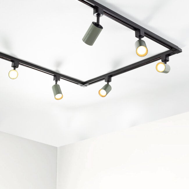 1-phase track system set 1.5 metres with Romain spotlights in grey-green