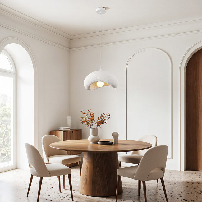 Wabi-Sabi Zenji pendant lamp 40 x 27 cm with stone effect - White