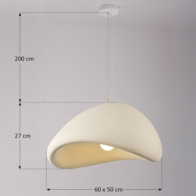 Wabi-Sabi Yume pendant lamp with sand beige stone effect - 60 x 50 cm