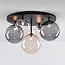 Lumose 5-light ceiling light - smoked, amber and clear glass