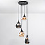 4-light pendant lamp in Black with Amber and smoked glass - Loïs