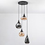 4-light pendant lamp in Black with Amber and smoked glass - Loïs