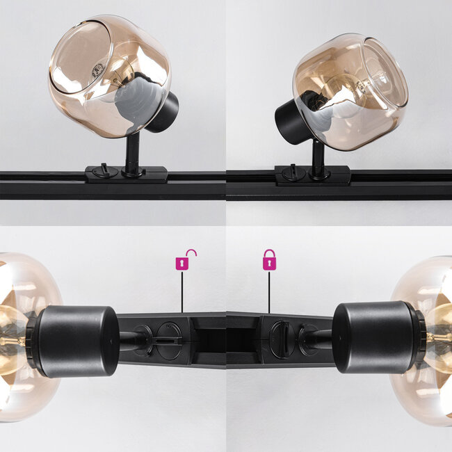 Track spotlights 1-phase Juna - Amber glass