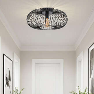 Black metal ceiling lamp, 1-light - Metal