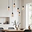 Palaio 6-light pendant light - black with amber glass