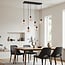 Palaio 6-light pendant light - black with amber glass