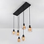 Black Palaio pendant lamp with Amber glass, 6-light
