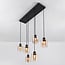 Palaio 6-light pendant light - black with amber glass